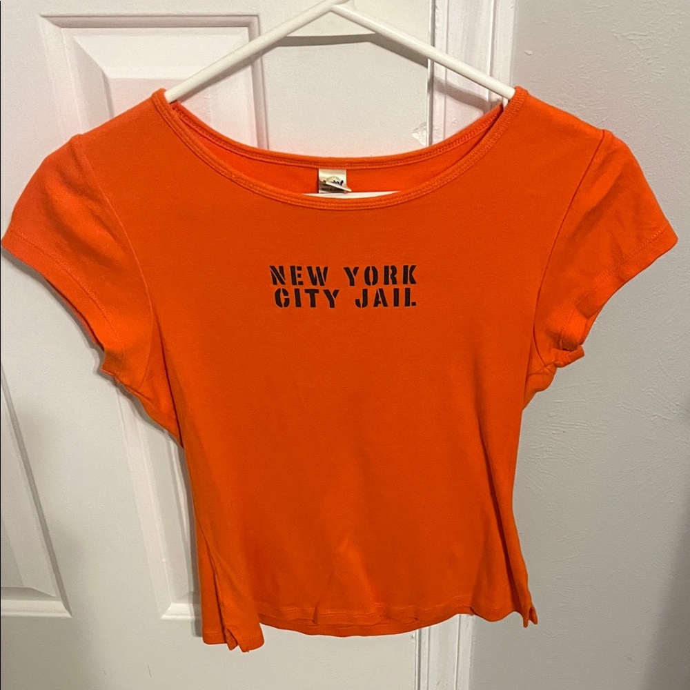 Kavio Orange 'New York City Jail' Short Sleeve Graphic Tee